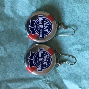 PBR Pabst Blue Ribbon earrings